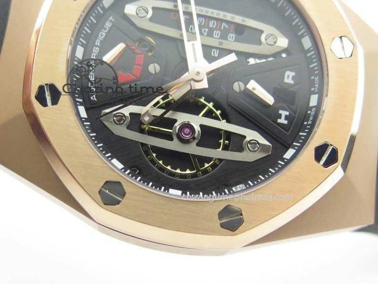 Royal Oak Concept RG Black Silver Dial On Black Rubber Strap Jap Quartz