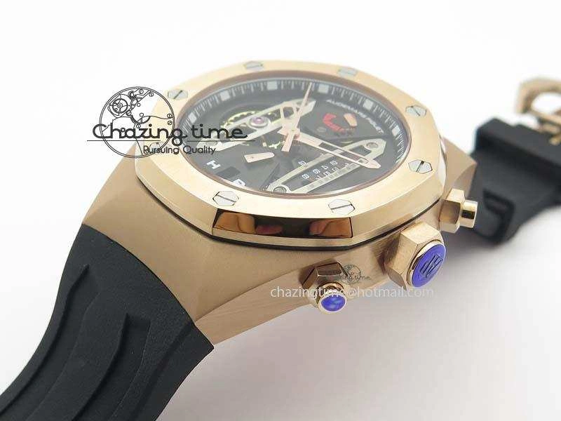 Royal Oak Concept RG Black Silver Dial On Black Rubber Strap Jap Quartz