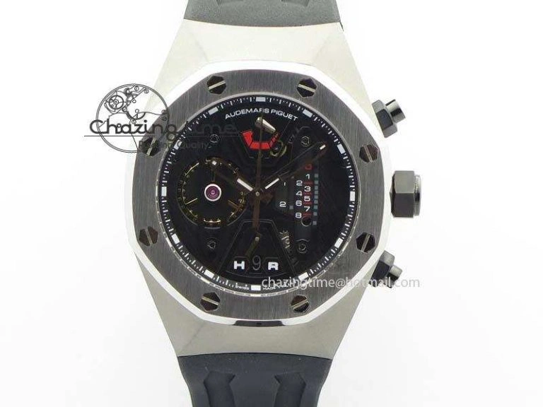 Royal Oak Concept SS Black Dial Black Pushers On Black Rubber Strap Jap Quartz