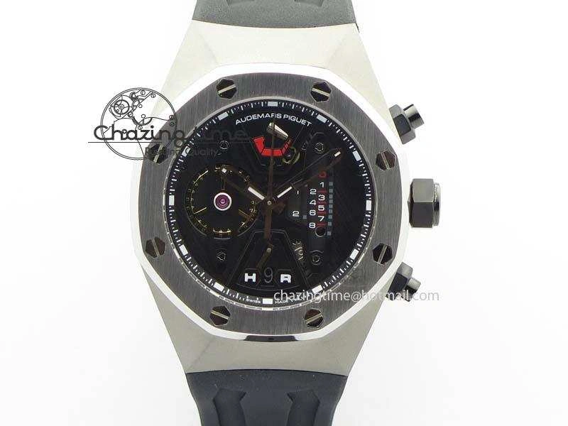 Royal Oak Concept SS Black Dial Black Pushers On Black Rubber Strap Jap Quartz