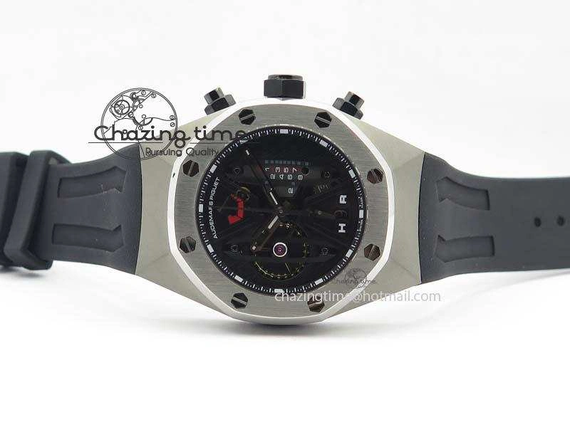Royal Oak Concept SS Black Dial Black Pushers On Black Rubber Strap Jap Quartz