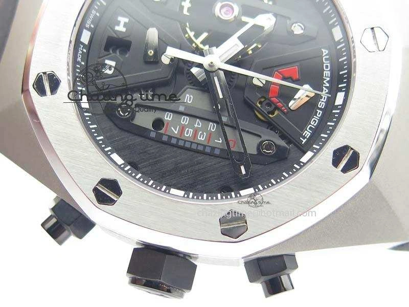 Royal Oak Concept SS Black Dial Black Pushers On Black Rubber Strap Jap Quartz