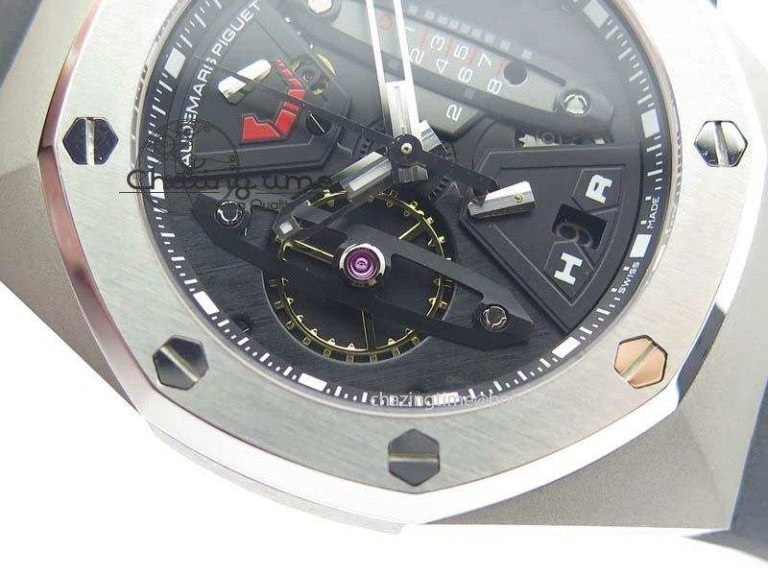 Royal Oak Concept SS Black Dial Black Pushers On Black Rubber Strap Jap Quartz