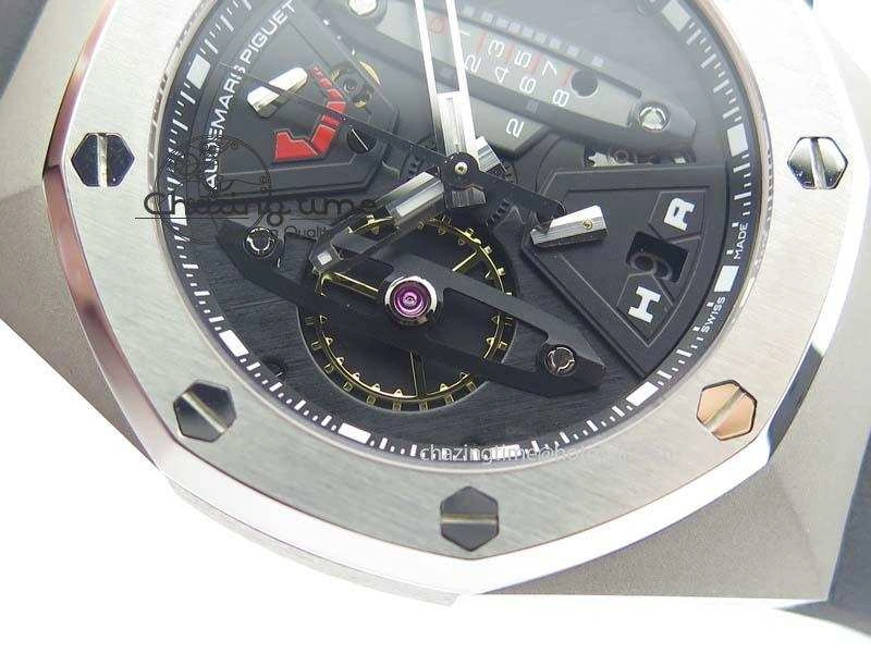 Royal Oak Concept SS Black Dial Black Pushers On Black Rubber Strap Jap Quartz