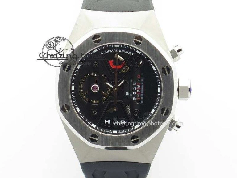 Royal Oak Concept SS Black Black Dial On Black Rubber Strap Jap Quartz