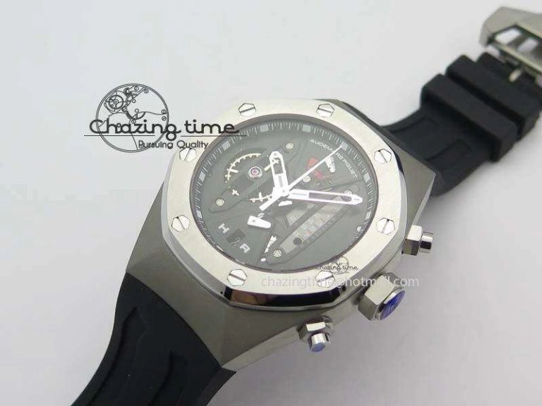 Royal Oak Concept SS Black Black Dial On Black Rubber Strap Jap Quartz