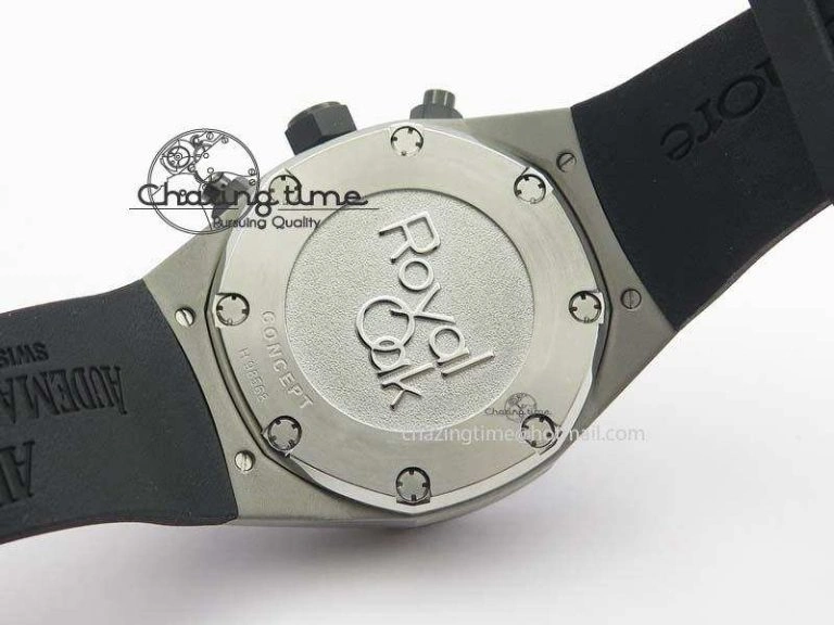 Royal Oak Concept SS Black Silver Dial Black Pushers On Black Rubber Strap Jap Quartz