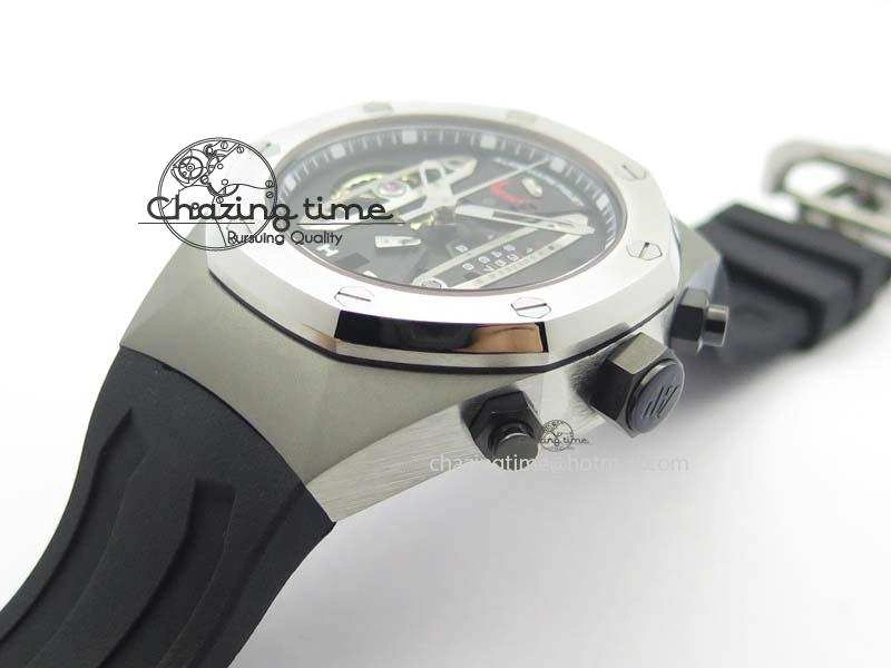 Royal Oak Concept SS Black Silver Dial Black Pushers On Black Rubber Strap Jap Quartz