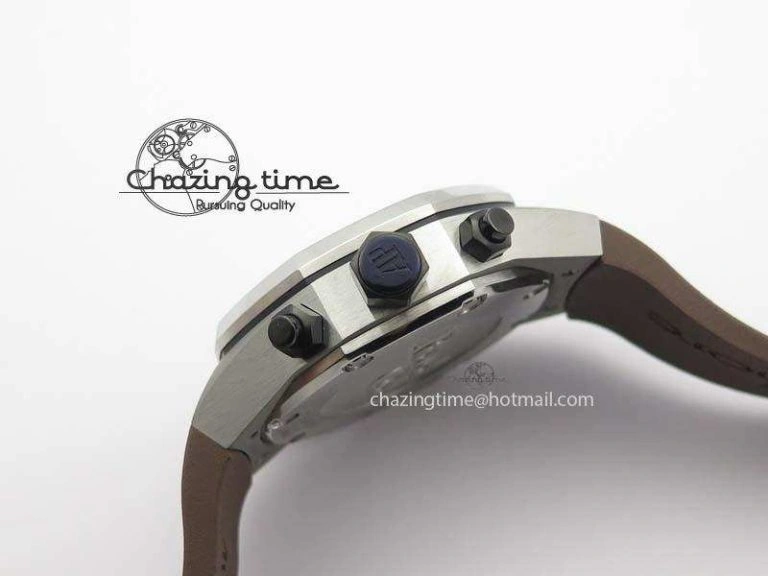 Royal Oak Concept SS Black Silver Dial Brown Inner Bezel On Rubber Strap Jap Quartz