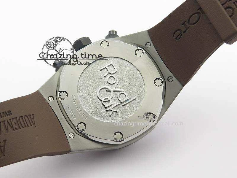 Royal Oak Concept SS Black Silver Dial Brown Inner Bezel On Rubber Strap Jap Quartz