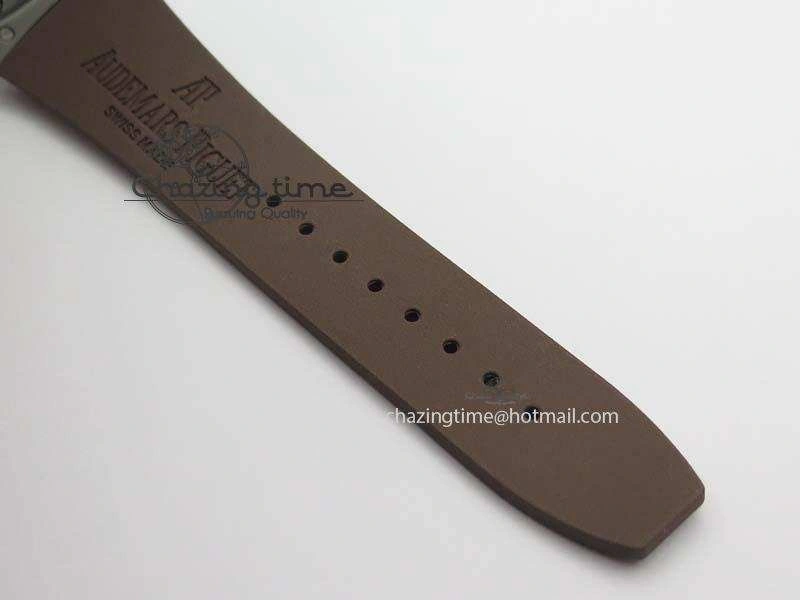 Royal Oak Concept SS Black Silver Dial Brown Inner Bezel On Rubber Strap Jap Quartz