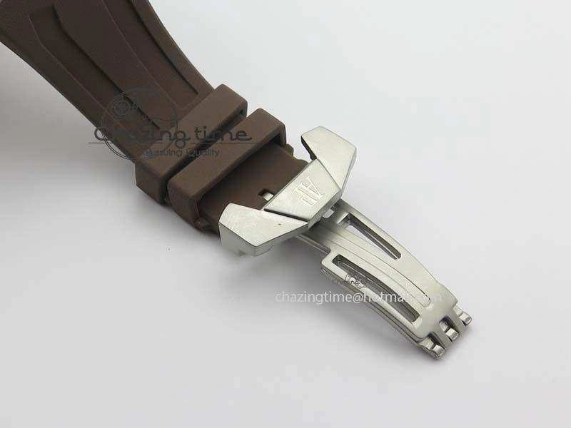 Royal Oak Concept SS Black Silver Dial Brown Inner Bezel On Rubber Strap Jap Quartz