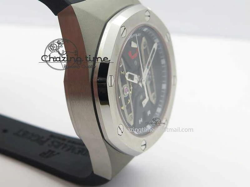 Royal Oak Concept SS Black Silver Dial On Black Rubber Strap Jap Quartz