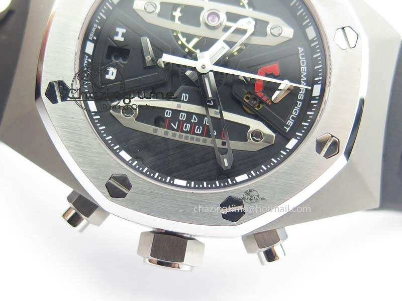 Royal Oak Concept SS Black Silver Dial On Black Rubber Strap Jap Quartz