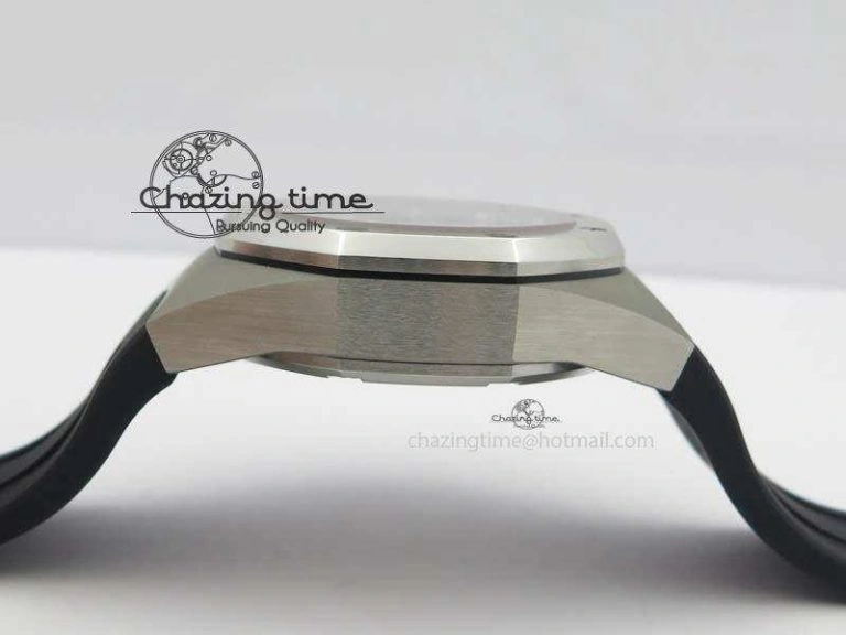 Royal Oak Concept SS Black Silver Dial On Black Rubber Strap Jap Quartz