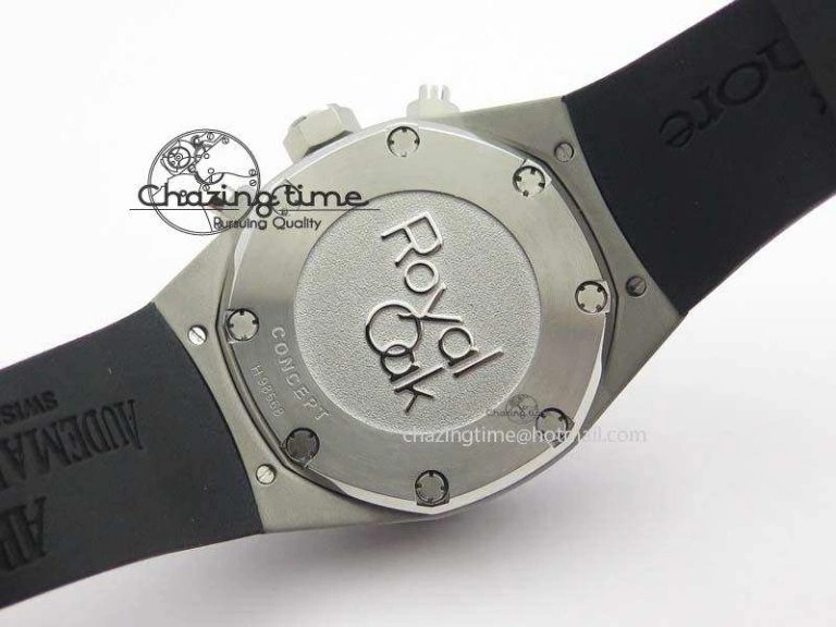 Royal Oak Concept SS Black Silver Dial On Black Rubber Strap Jap Quartz