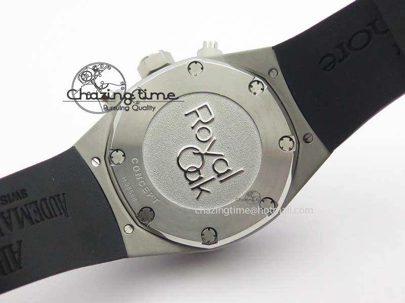 Royal Oak Concept SS Black Silver Dial On Black Rubber Strap Jap Quartz