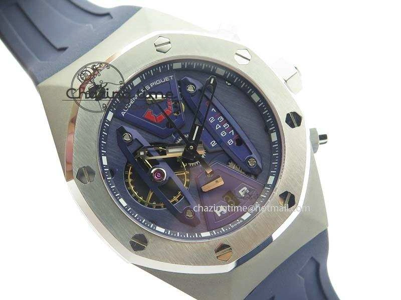 Royal Oak Concept SS Blue Blue Dial On Blue Rubber Strap Jap Quartz