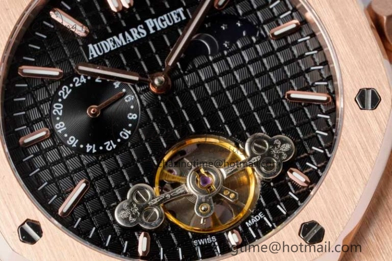 Royal Oak Fake Tourbillon RG ABF Black Dial on RG Bracelet A23J (Erotic)