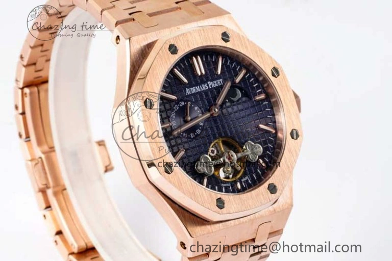 Royal Oak Fake Tourbillon RG ABF Blue Dial on RG Bracelet A23J (Erotic)