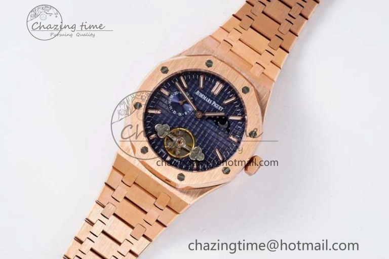 Royal Oak Fake Tourbillon RG ABF Blue Dial on RG Bracelet A23J (Erotic)