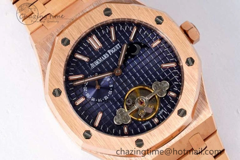 Royal Oak Fake Tourbillon RG ABF Blue Dial on RG Bracelet A23J (Erotic)