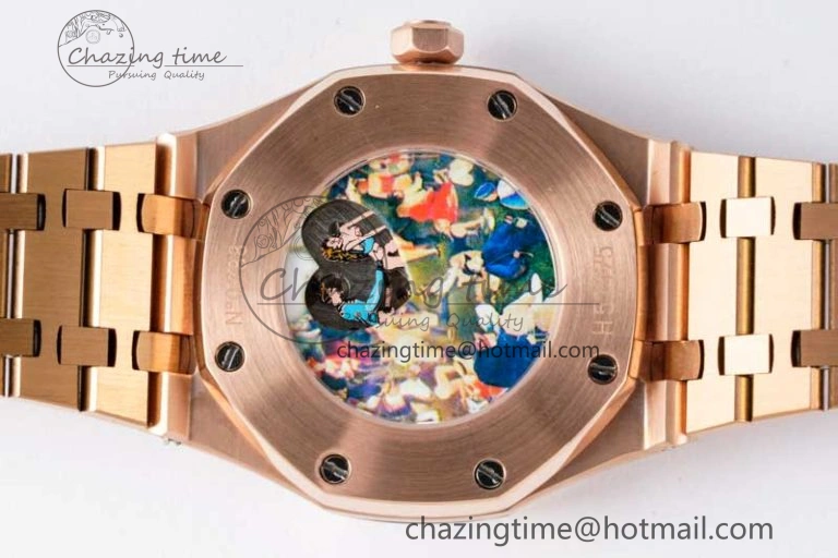 Royal Oak Fake Tourbillon RG ABF Blue Dial on RG Bracelet A23J (Erotic)