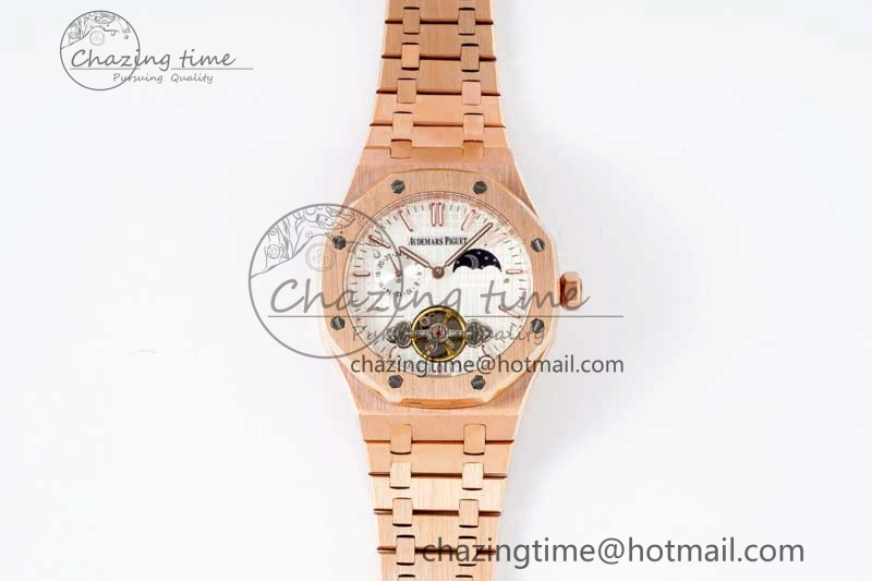 Royal Oak Fake Tourbillon RG ABF White Dial on RG Bracelet A23J (Erotic)