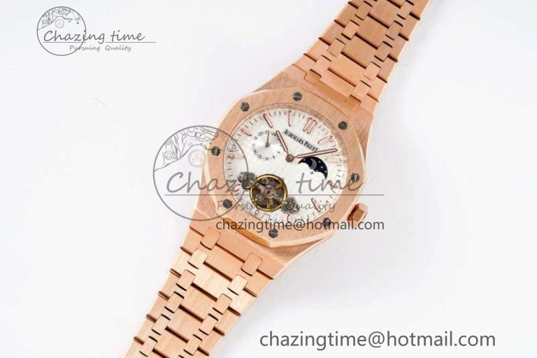 Royal Oak Fake Tourbillon RG ABF White Dial on RG Bracelet A23J (Erotic)