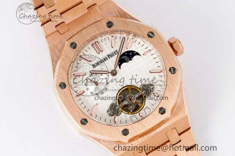 Royal Oak Fake Tourbillon RG ABF White Dial on RG Bracelet A23J (Erotic)