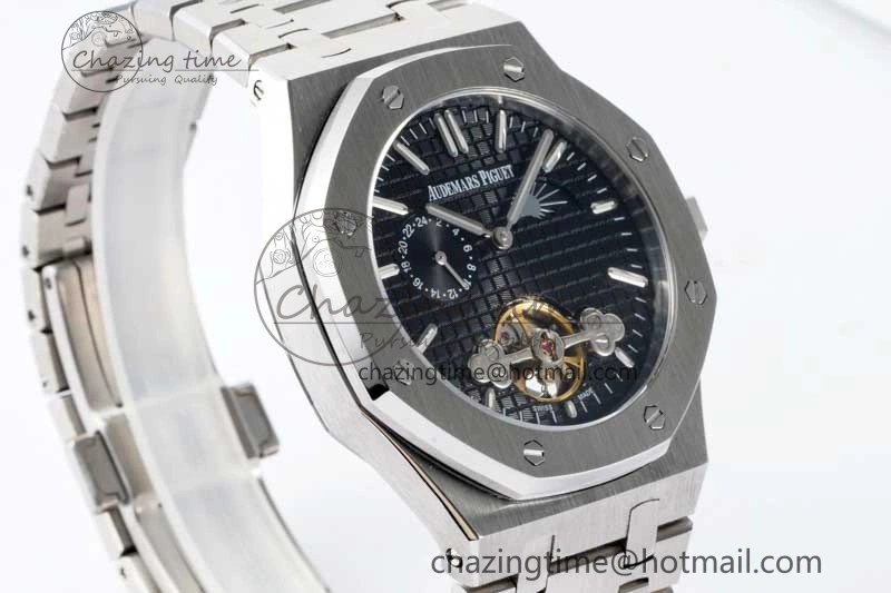 Royal Oak Fake Tourbillon SS ABF Black Dial on SS Bracelet A23J (Erotic)