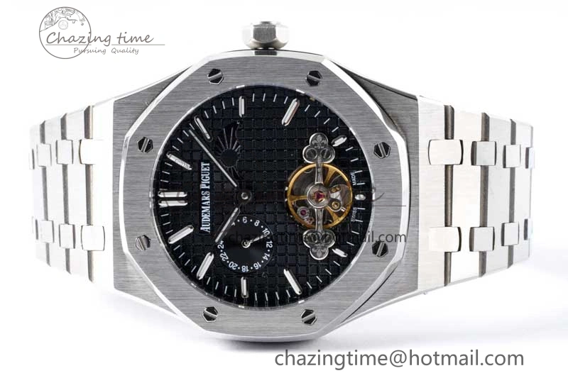 Royal Oak Fake Tourbillon SS ABF Black Dial on SS Bracelet A23J (Erotic)