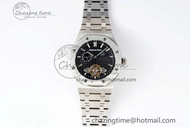 Royal Oak Fake Tourbillon SS ABF Black Dial on SS Bracelet A23J (Erotic)