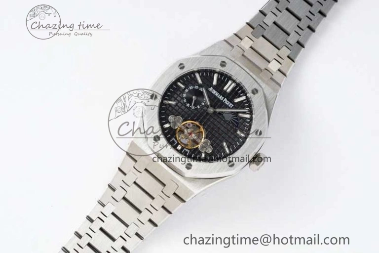 Royal Oak Fake Tourbillon SS ABF Black Dial on SS Bracelet A23J (Erotic)