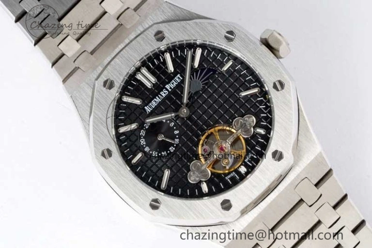 Royal Oak Fake Tourbillon SS ABF Black Dial on SS Bracelet A23J (Erotic)