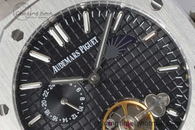 Royal Oak Fake Tourbillon SS ABF Black Dial on SS Bracelet A23J (Erotic)