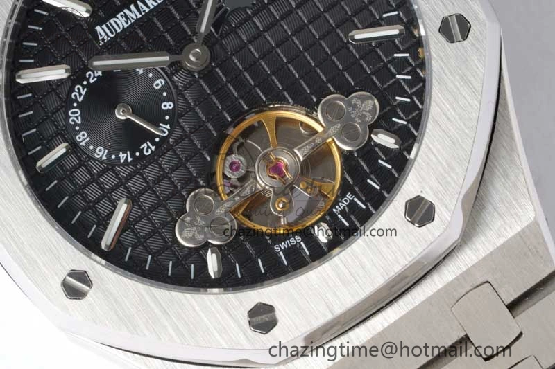 Royal Oak Fake Tourbillon SS ABF Black Dial on SS Bracelet A23J (Erotic)