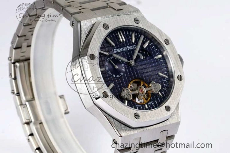Royal Oak Fake Tourbillon SS ABF Blue Dial on SS Bracelet A23J (Erotic)