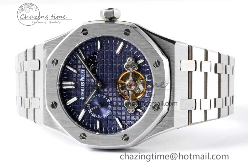 Royal Oak Fake Tourbillon SS ABF Blue Dial on SS Bracelet A23J (Erotic)