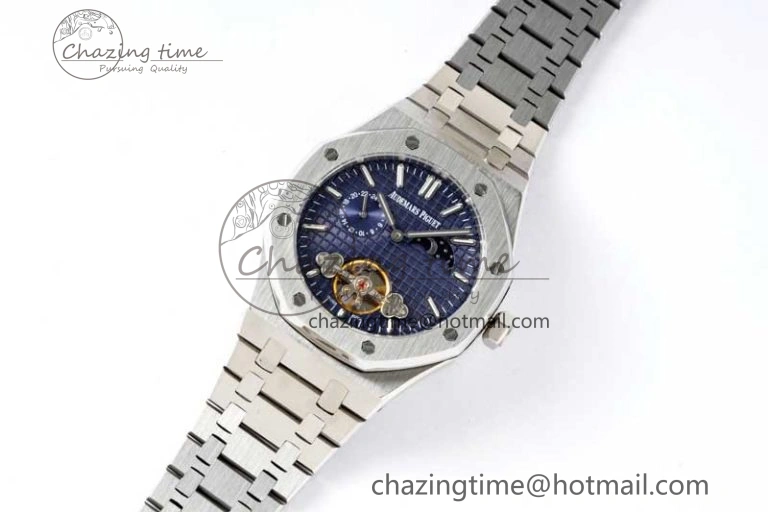 Royal Oak Fake Tourbillon SS ABF Blue Dial on SS Bracelet A23J (Erotic)
