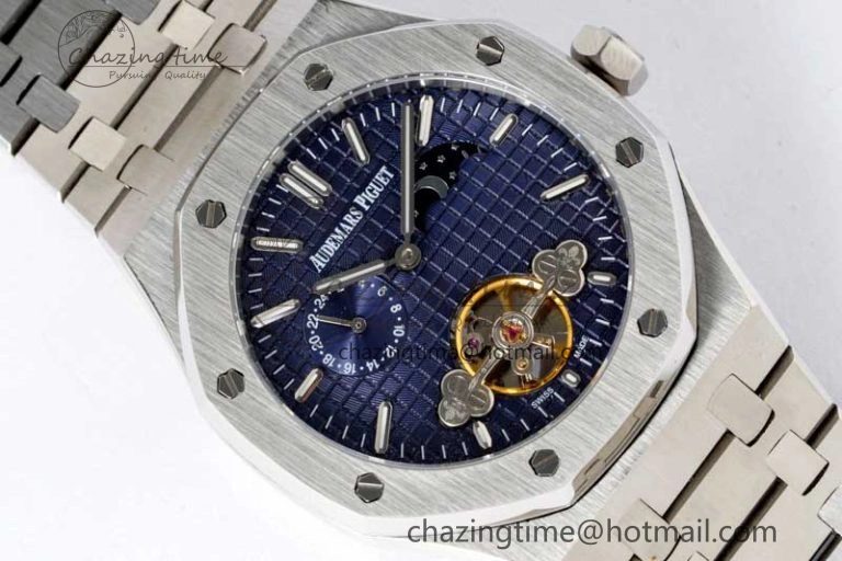 Royal Oak Fake Tourbillon SS ABF Blue Dial on SS Bracelet A23J (Erotic)