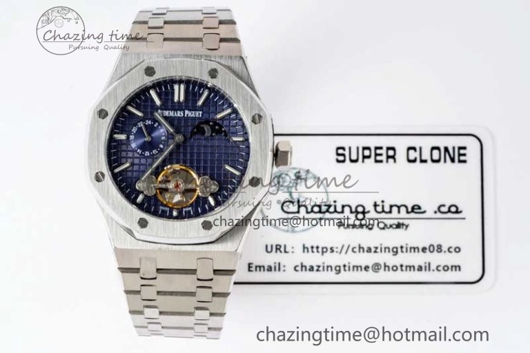 Royal Oak Fake Tourbillon SS ABF Blue Dial on SS Bracelet A23J (Erotic)