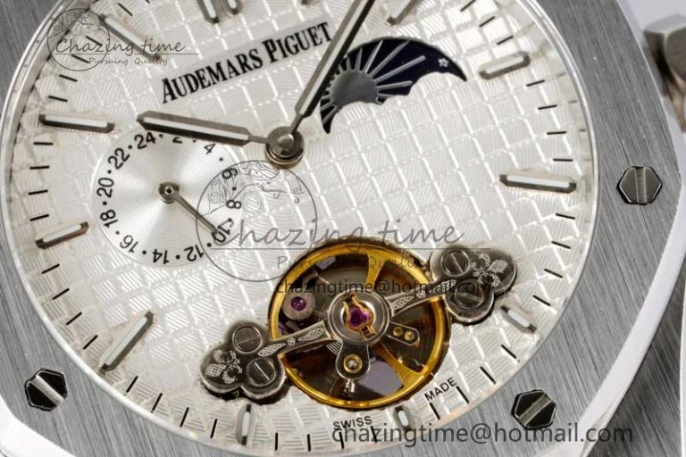 Royal Oak Fake Tourbillon SS ABF White Dial on SS Bracelet A23J (Erotic)