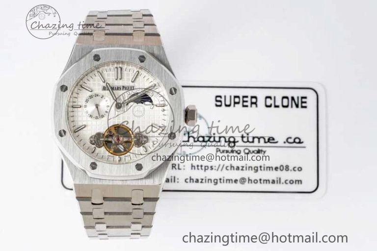 Royal Oak Fake Tourbillon SS ABF White Dial on SS Bracelet A23J (Erotic)