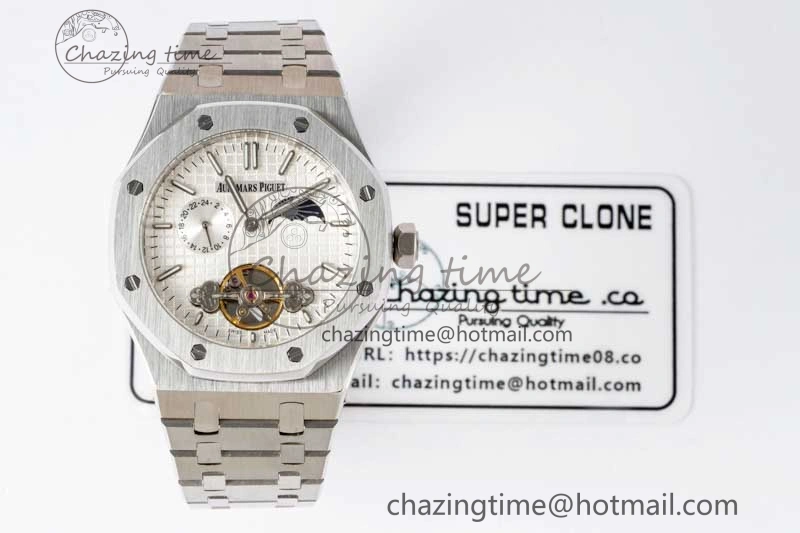 Royal Oak Fake Tourbillon SS ABF White Dial on SS Bracelet A23J (Erotic)