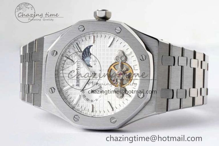 Royal Oak Fake Tourbillon SS ABF White Dial on SS Bracelet A23J (Erotic)