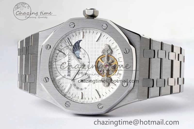 Royal Oak Fake Tourbillon SS ABF White Dial on SS Bracelet A23J (Erotic)