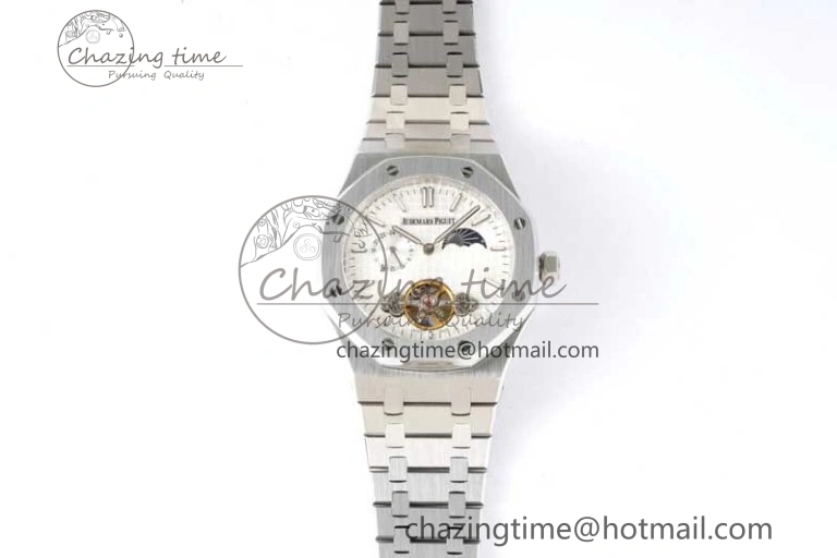 Royal Oak Fake Tourbillon SS ABF White Dial on SS Bracelet A23J (Erotic)