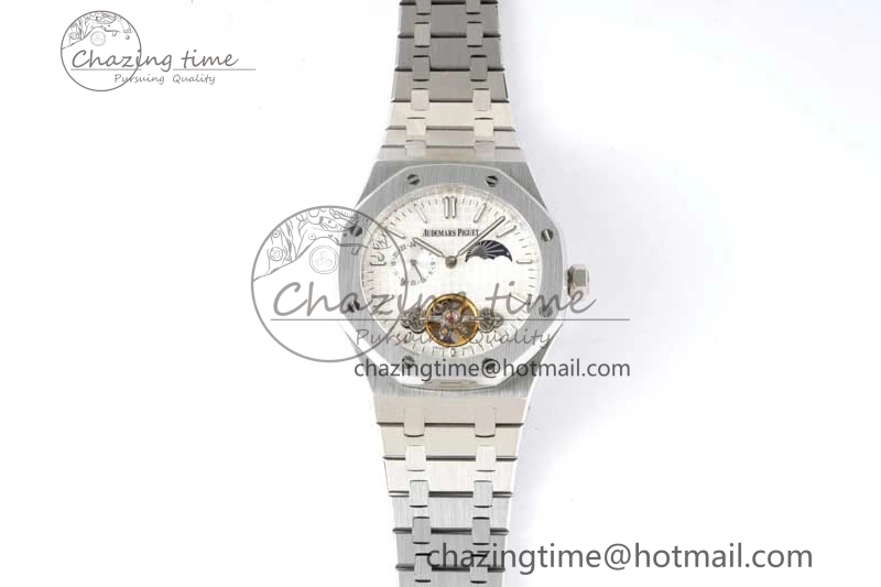 Royal Oak Fake Tourbillon SS ABF White Dial on SS Bracelet A23J (Erotic)