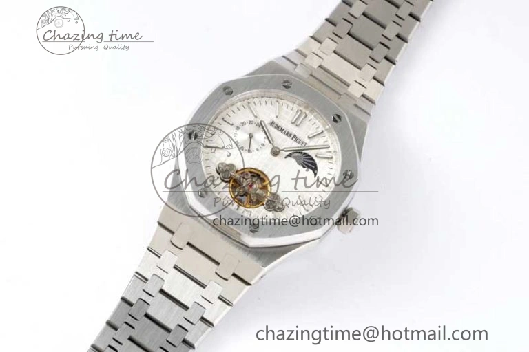 Royal Oak Fake Tourbillon SS ABF White Dial on SS Bracelet A23J (Erotic)